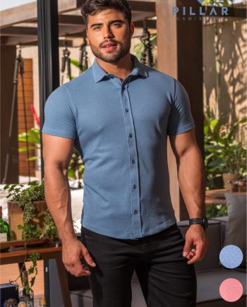 Camisa Pillar Jacquard - Azul, P