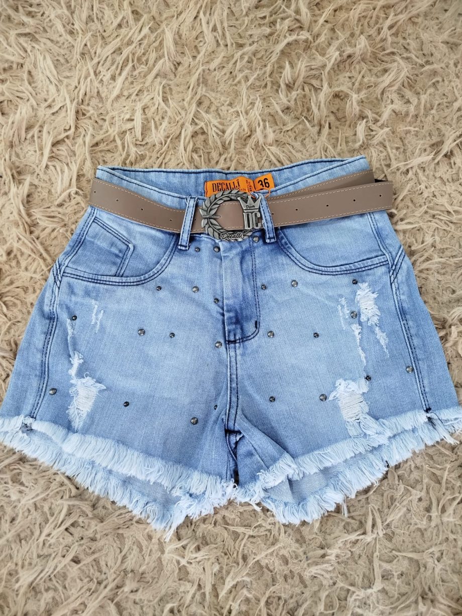 Short Jeans Feminina com Cinto