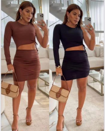 Vestido nula  manga crepeado