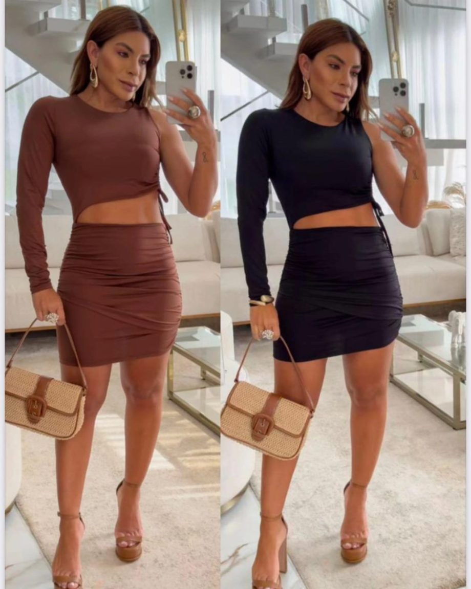 Vestido nula  manga crepeado