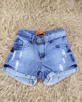Short Feminino com Cinto Jeans