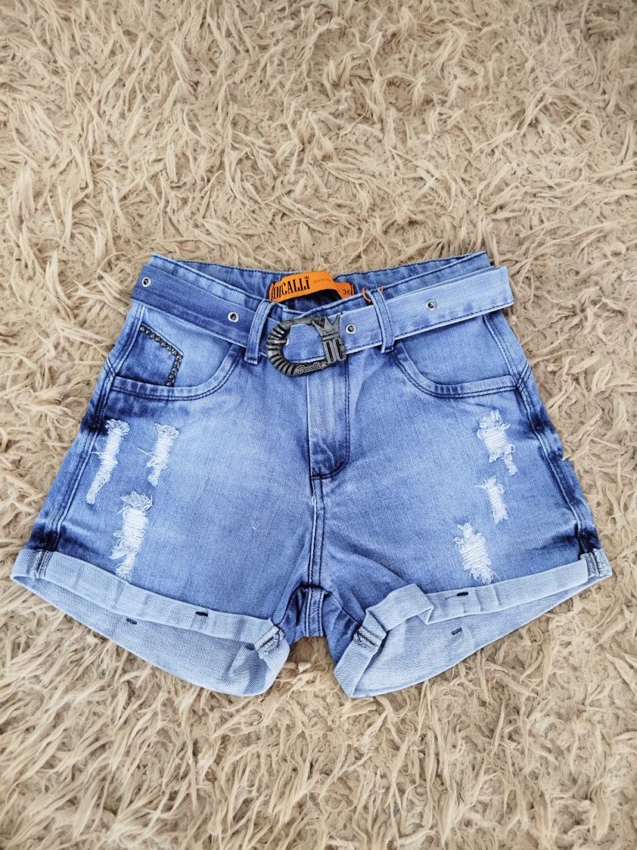 Short Feminino com Cinto Jeans